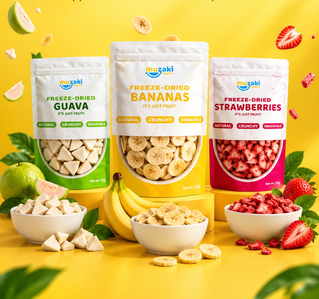 Muzaki Freeze-Dried Pakistani Fruit - Guava, Bananas, Strawberries